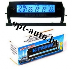 Индикатор напряжения + часы + 2термометр VST-7013V