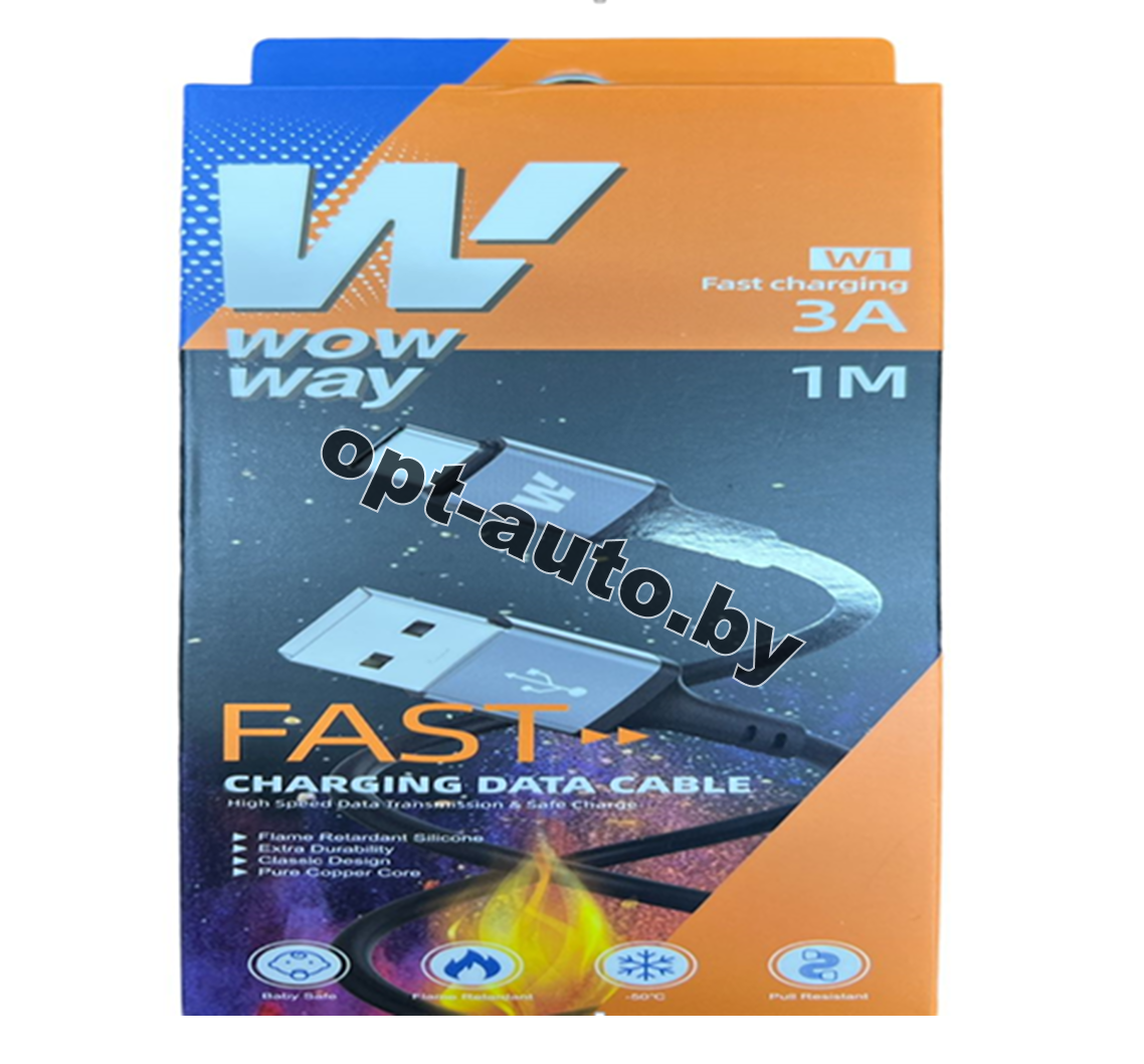 Провод W1 USB-Type-C силикон WowWay 3a, 1 м