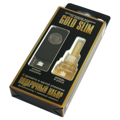 Ароматизатор на дефлектор "GOLD SLIM" Новая машина + Дождь и роса SMGD-71   