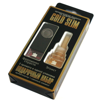 Ароматизатор на дефлектор "GOLD SLIM" Феромоны страсти + Эгоист SMGD-182 