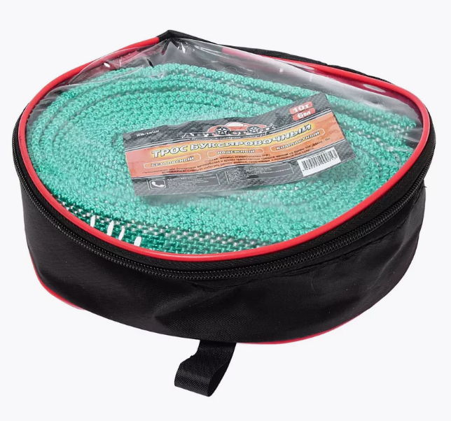 Трос буксировочный лента 2 крюка 10 т - 6м АВТОСТОП в чехле (AB-10ЧK)