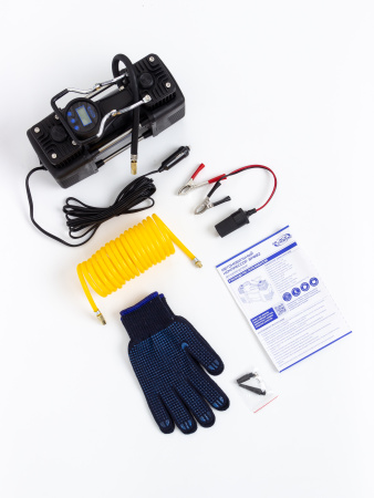 Компрессор 2-ух цилиндр. Black Prime BP002 в кейсе, цифр. дисплеем, автостоп