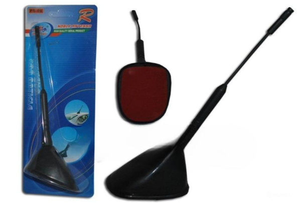 Антенна PS-06 активная/декоративная, прямой пластик (пруток 17см, угол наклона 45 гр., на 3М скотче)