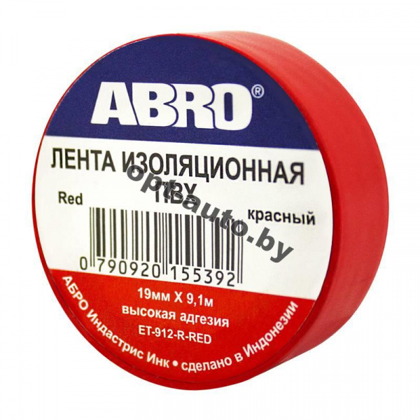 Изолента ABRO 19 мм 10 м красная