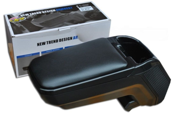 Подлокотник универсальный HJ-48023BK слайдер, кожзам. черный (регулировка, сдвиг, доп объем, ширина-12см)