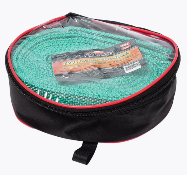 Трос буксировочный лента 2 крюка 10 т - 6м АВТОСТОП в чехле (AB-10ЧK)