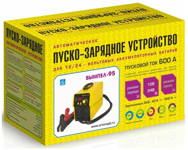 Зарядно-пусковое устройство Вымпел 95 автомат, пуско зарядное 600А/75А, 12/24в